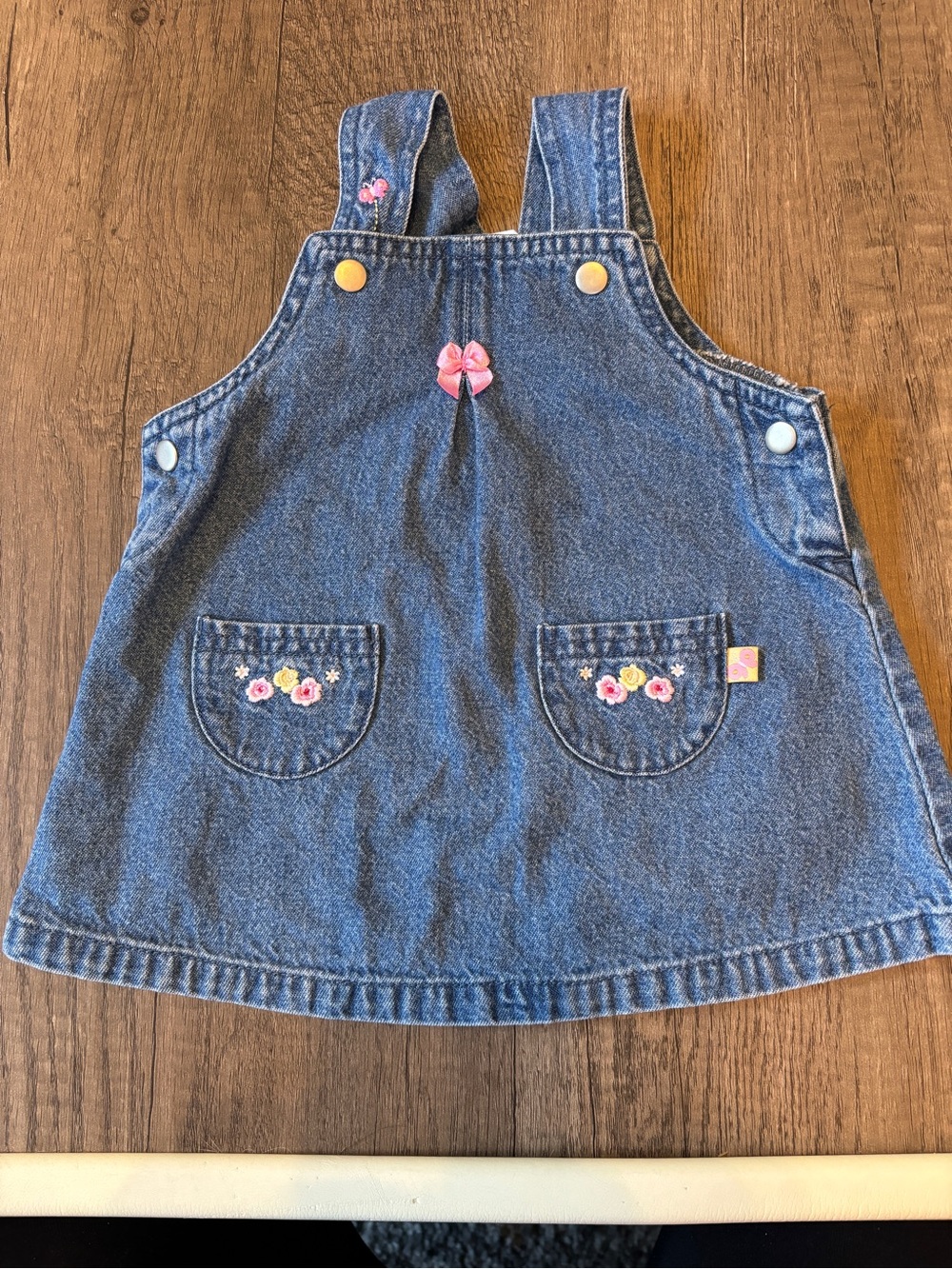 Vintage 90s 2000s Carters Tykes Denim Dress Jumper Overall Butterfly Baby 3-6M